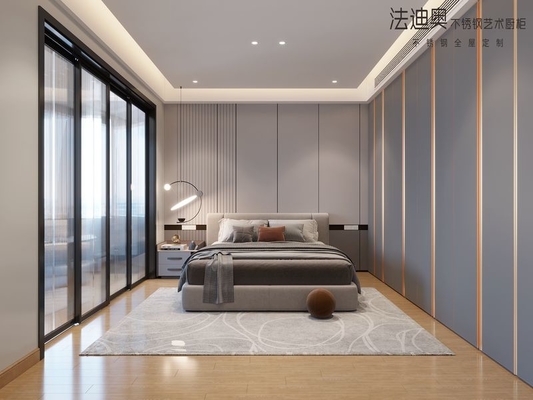 Gray Blue Stainless Steel Modular Wardrobe With Bold Yellow Accents And Subtle Elegance
