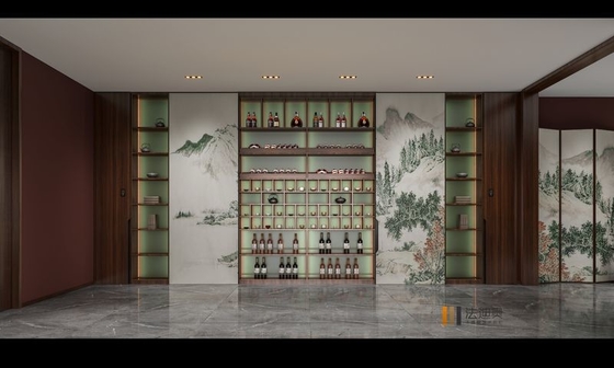 Fadior Elegant New Chinese Style Metal Wine Cabinet With Sliding Doors And Artful Display