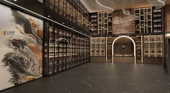 Large Wine Cabinet With LED Lighting And Floor-To-Ceiling Design
