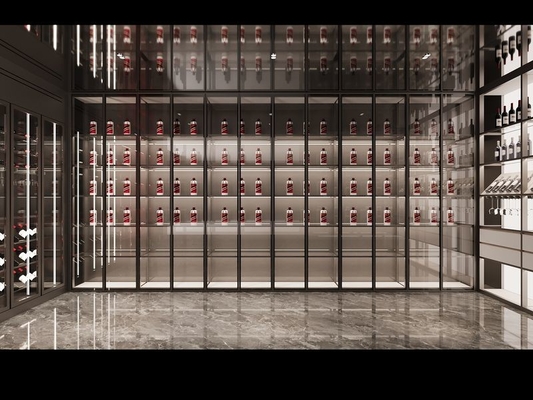 Opulent U-Shaped Stainless Steel Wine Cabinet Wine Display Cabinet For Home