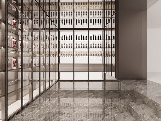 Opulent U-Shaped Stainless Steel Wine Cabinet Wine Display Cabinet For Home