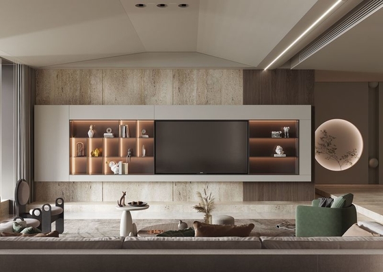 Modern Sleek Sophisticated Stainless Steel TV Unit Solutions With White Door