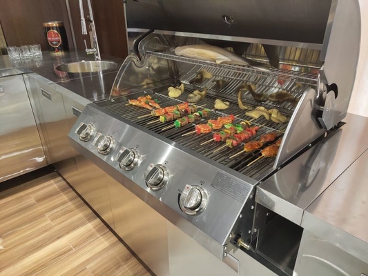Fadior Original Stainless Steel Outdoor Cabinet With Built-In 5-Burner Gas BBQ Grill