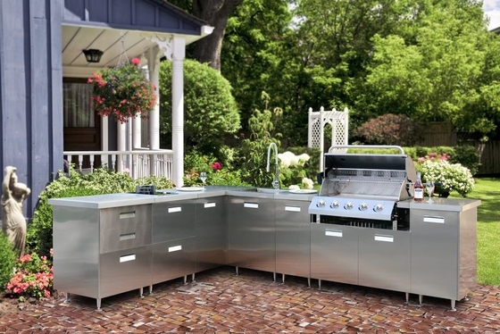 Fadior Original Stainless Steel Outdoor Cabinet With Built-In 5-Burner Gas BBQ Grill