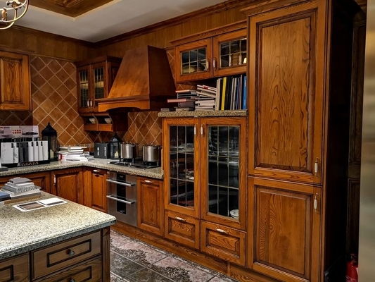 Fadior Warm Wood Grain Cellar Wine Storage System With Gold Handles