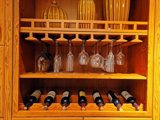 Fadior Warm Wood Grain Cellar Wine Storage System With Gold Handles