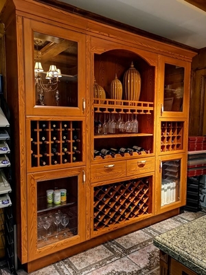 Fadior Warm Wood Grain Cellar Wine Storage System With Gold Handles