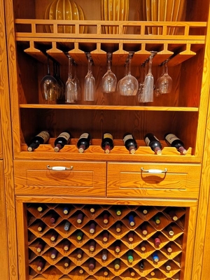 Fadior Warm Wood Grain Cellar Wine Storage System With Gold Handles