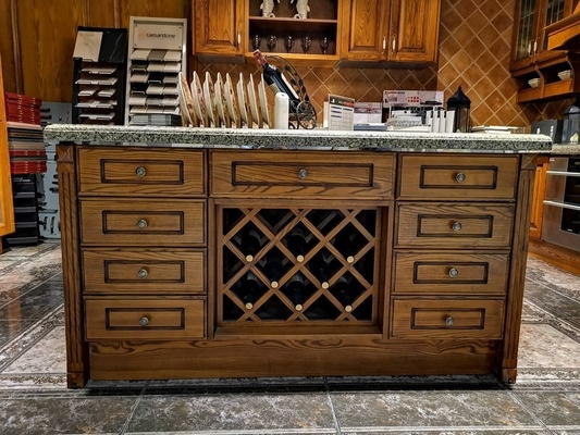 Fadior Warm Wood Grain Cellar Wine Storage System With Gold Handles