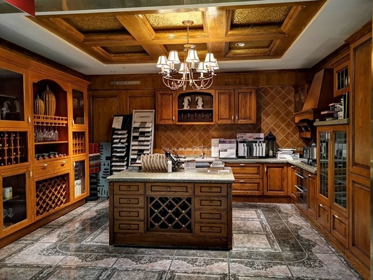 Fadior Warm Wood Grain Cellar Wine Storage System With Gold Handles