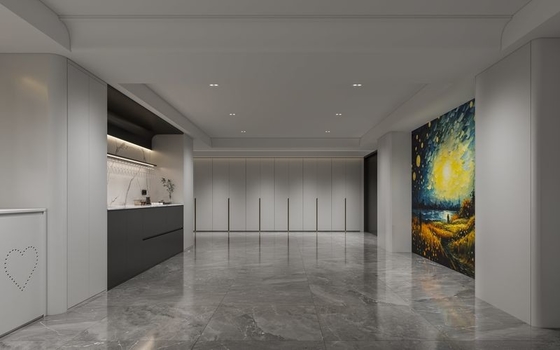 Modern Stainless Steel Custom Basement Storage Solution With Display Wall And Glass Accents