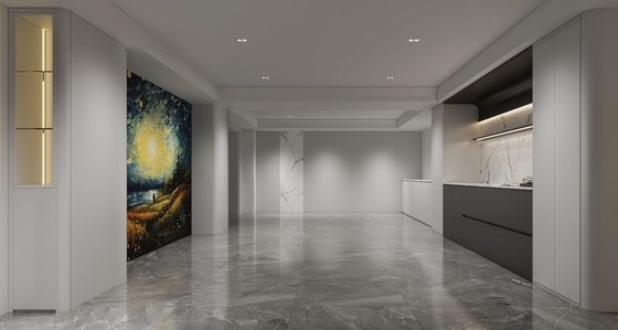 Modern Stainless Steel Custom Basement Storage Solution With Display Wall And Glass Accents