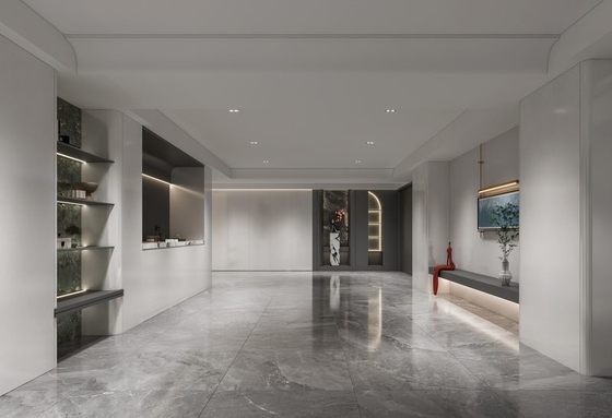 Modern Stainless Steel Custom Basement Storage Solution With Display Wall And Glass Accents