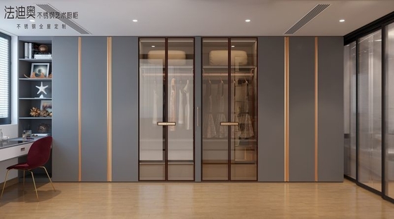 Fadior Custom Walk-In Closet Contemporary Design And Durability In Stainless Steel With Dressing Area