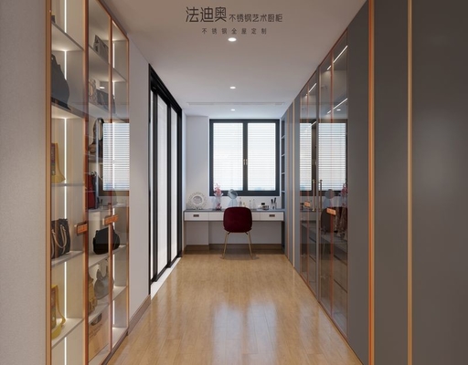 Fadior Custom Walk-In Closet Contemporary Design And Durability In Stainless Steel With Dressing Area