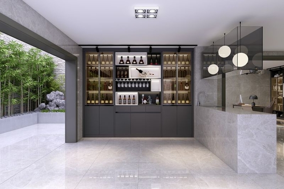 Sleek Grey Finish Stainless Steel Wine And Basement Storage Cabinet Solution