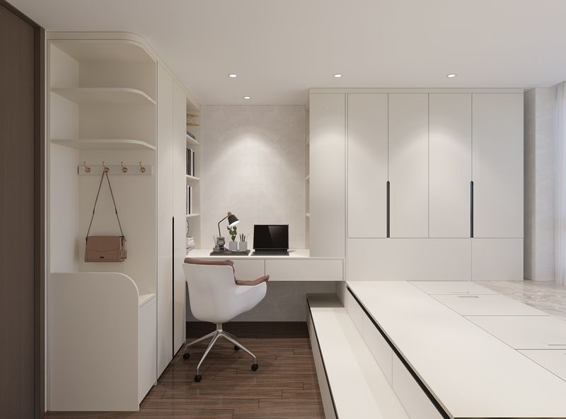 Fadior Stainless Steel Modern Tatami Bed With Integrated Study Desk And Hidden Storage