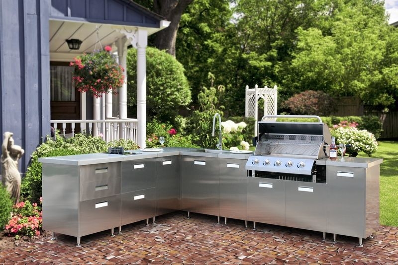 Fadior Original Stainless Steel Outdoor Cabinet With Built-In 5-Burner Gas BBQ Grill