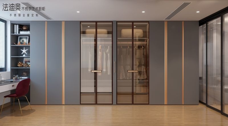 Fadior Custom Walk-In Closet Contemporary Design And Durability In Stainless Steel With Dressing Area