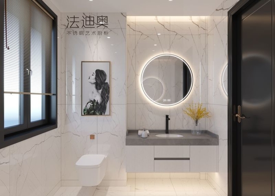 Moderne, klassische, Edelstahl-Badezimmer-Vanity mit intelligenten Accessoires und schwimmendem Design