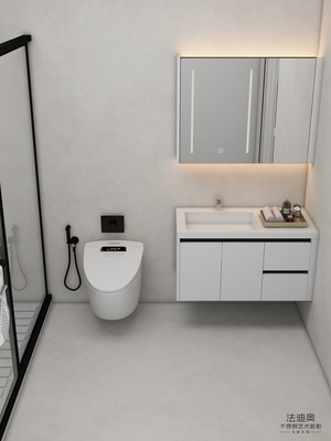 Zeitlose weiße Edelstahl-Wandbadezimmer Vanity mit Spiegel Schrank
